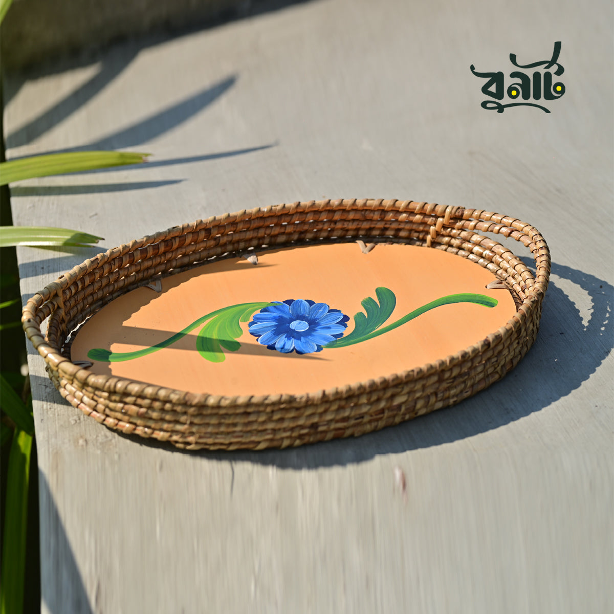 Cane Tray Oval With Hand Painted