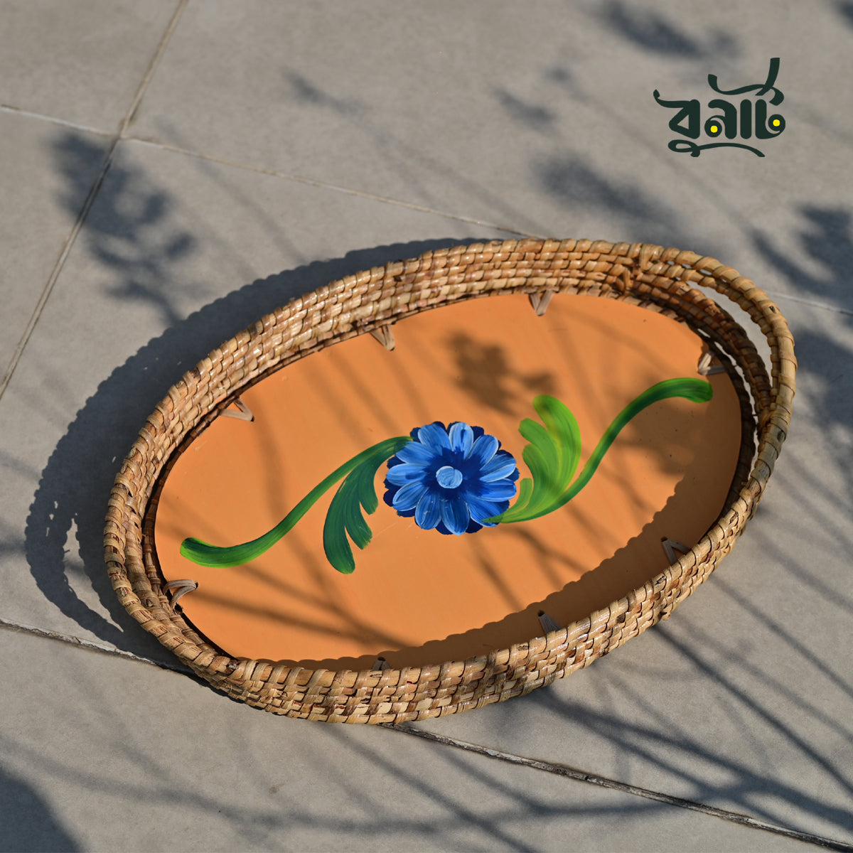 Cane Tray Oval With Hand Painted