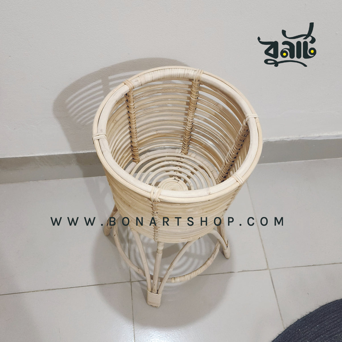 Cane Flower Pot Stand, Handcrafted By Natural