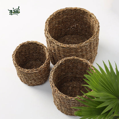 Hogla Cylinder Round Basket (Set of Three) - Bonart
