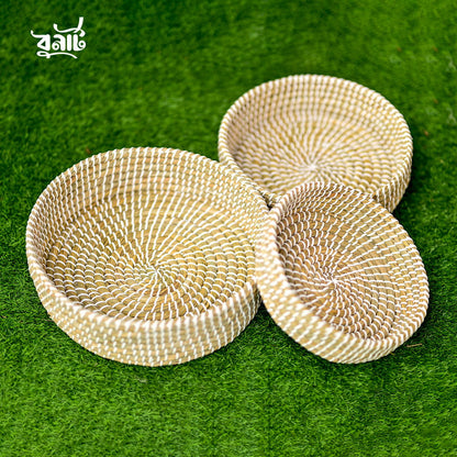 Kaisa Grass Round Cosmetics Tray (Set of Three) - Bonart