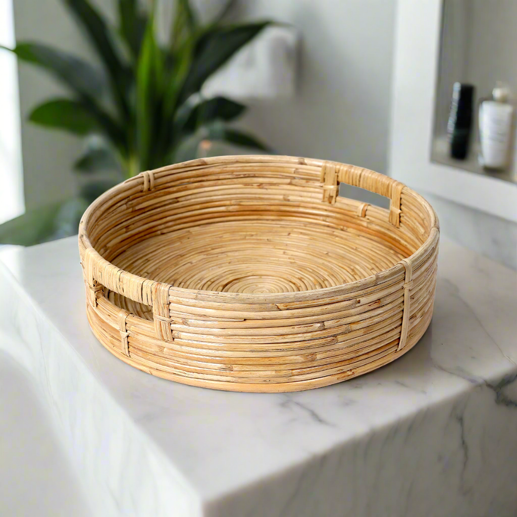 Round Cane Organizer Tray Big Size - Bonart