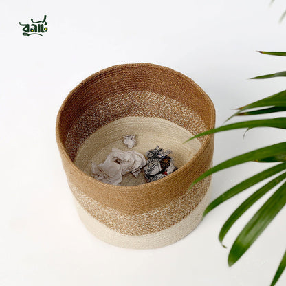 Round  Shape Natural Jute Wastebasket Gray (Set of Three) - Bonart